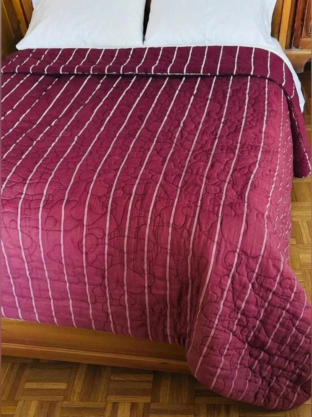 Nettle Creek Wilshire Queen Quilted Coverlet Burgundy .Plum Quilted Bedspread
